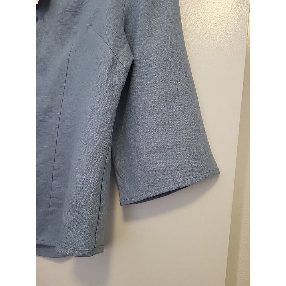New Lintico 100% Linen Hand Button Fitted Jacket Blue Size Small - Picture 3 of 5